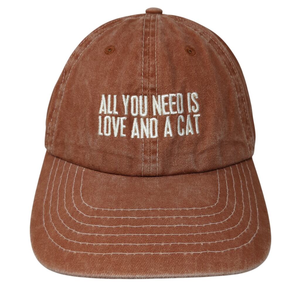 All You Need Is Love And A Cat Slideback Hat Brown One Size Embroidered